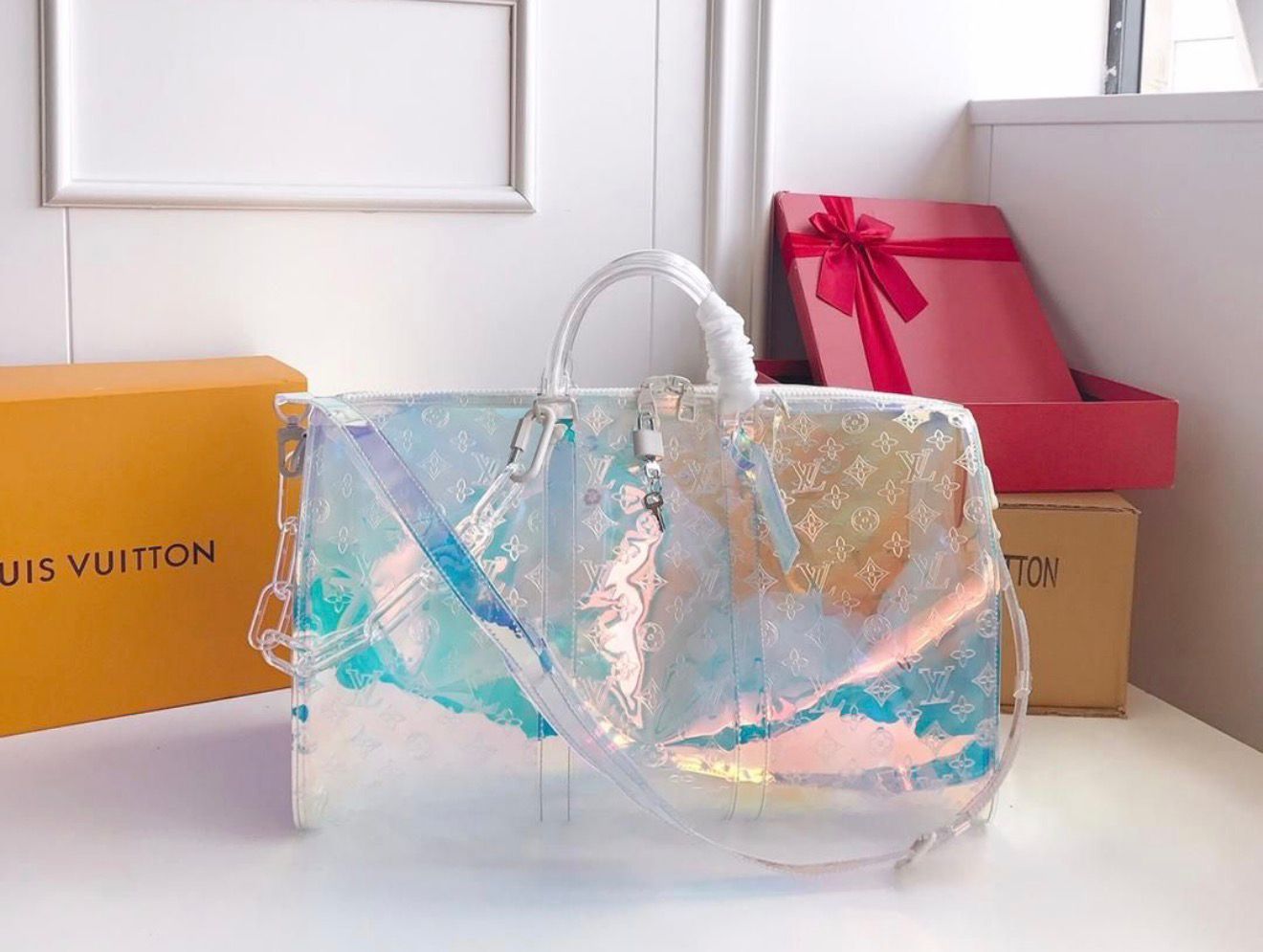 Louis Vuitton Monogram Transparent Premium Travel Duffel Bag