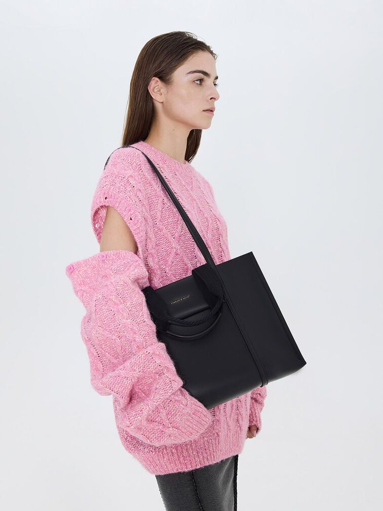 Charles keith mini shalia tote bag black