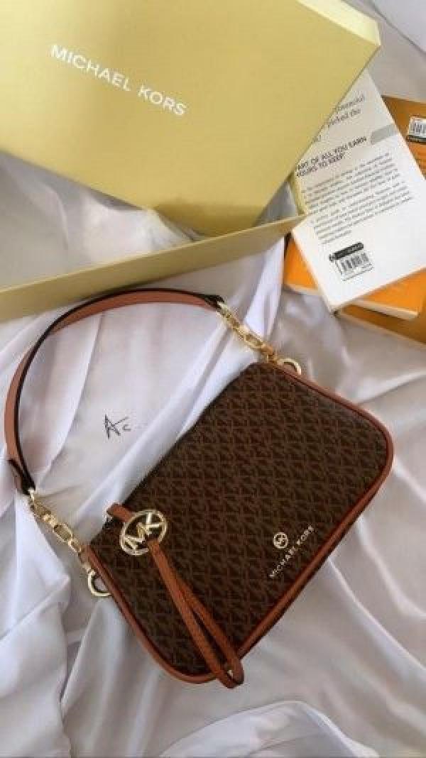Miichael Korrs Jet Set Monogram Print Shoulder Bag