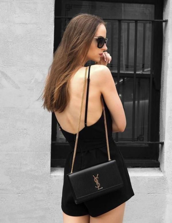 Saiint Laurent Small Shoulder Bag gold tone logo