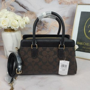 Coaach mini darcie carryall in signature chambray bag with box