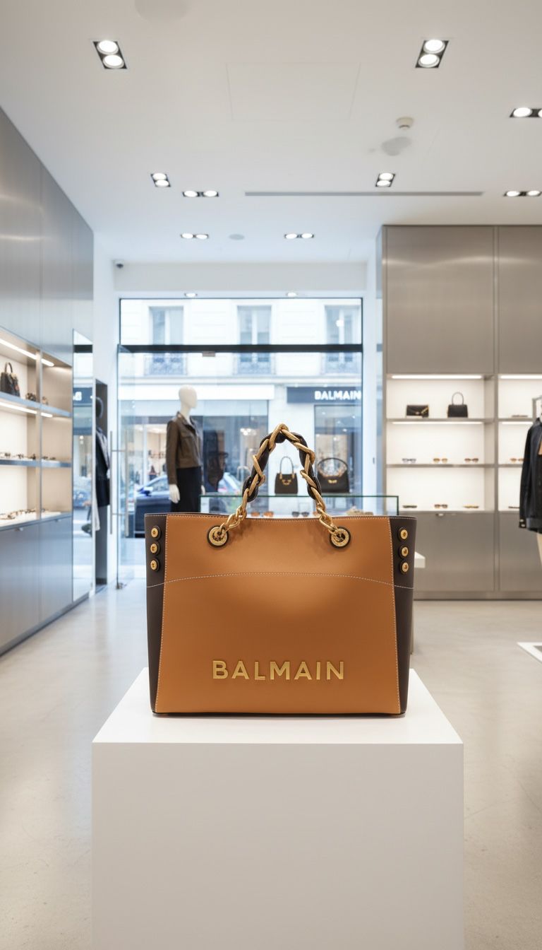 Ballmain embellished leather jacquard tote with dust cover