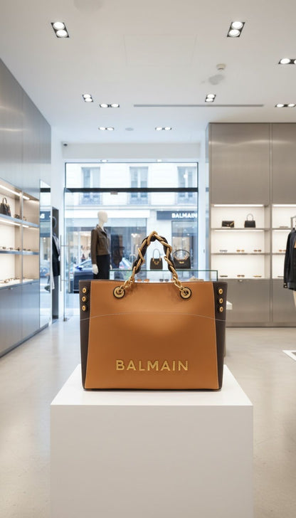 Ballmain embellished leather jacquard tote with dust cover